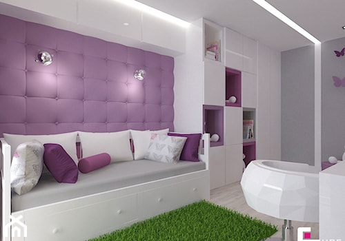 Dom w Lipkowie - Średni fioletowy szary pokój dziecka dla nastolatka dla chłopca dla dziewczynki, s ... - zdjęcie od CUBE Interior Design