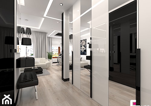 Mieszkanie w Trójmieście - Średni biały czarny hol / przedpokój, styl glamour - zdjęcie od CUBE Interior Design