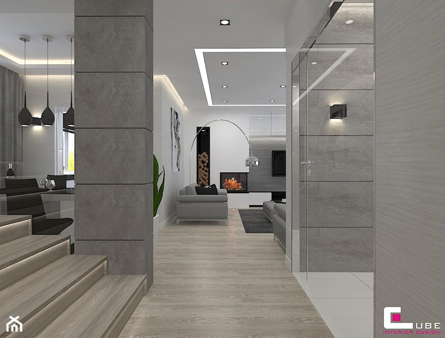 Dom w Lipkowie - Mały biały salon, styl nowoczesny - zdjęcie od CUBE Interior Design