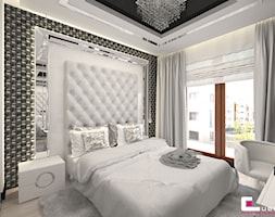Mieszkanie w Trójmieście - Średnia biała szara z panelami tapicerowanymi sypialnia, styl glamour - zdjęcie od CUBE Interior Design - Homebook