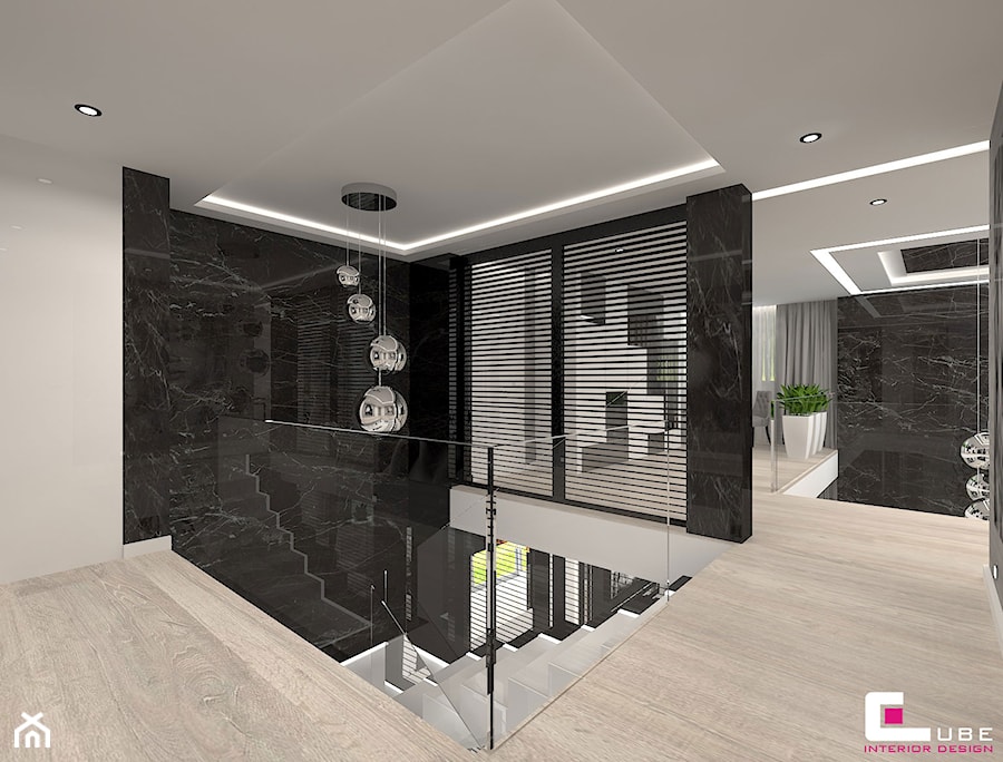 Projekt wnętrz domu w Wołominie - Schody, styl glamour - zdjęcie od CUBE Interior Design