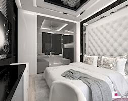Mieszkanie w Trójmieście - Średnia biała sypialnia z łazienką, styl glamour - zdjęcie od CUBE Interior Design - Homebook