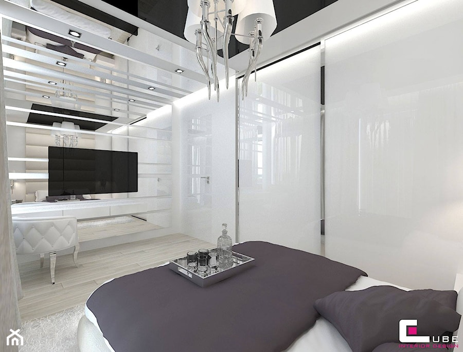 Dom w Markach - Średnia biała sypialnia, styl glamour - zdjęcie od CUBE Interior Design