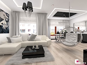 Mieszkanie w Trójmieście - Średni biały salon z jadalnią, styl glamour - zdjęcie od CUBE Interior Design