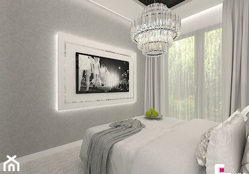 Mieszkanie pokazowe w Konstancinie-Jeziornie - Średnia biała szara sypialnia, styl glamour - zdjęcie od CUBE Interior Design