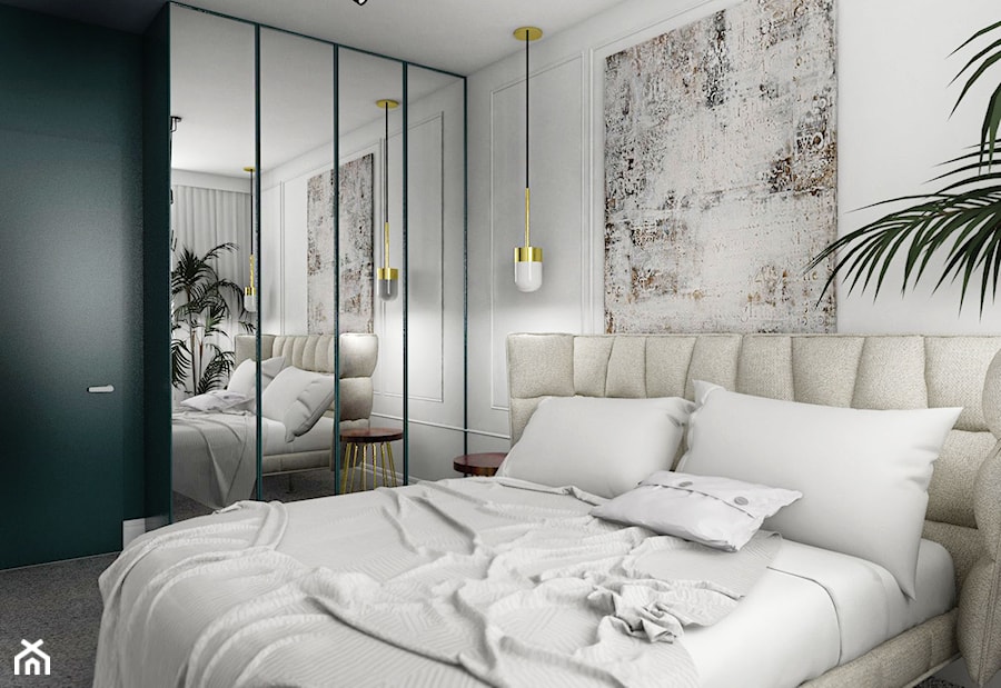 Mieszkanie - Gdańsk Nowa Morena - Średnia biała czarna sypialnia, styl glamour - zdjęcie od Autors.KA