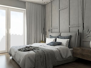Mieszkanie - Reda - Średnia szara z panelami tapicerowanymi sypialnia, styl nowoczesny - zdjęcie od Autors.KA