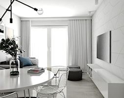 Mieszkanie II - Cztery Oceany Gdańsk - Mały biały salon z jadalnią z tarasem / balkonem, styl nowoc ... - zdjęcie od Autors.KA - Homebook