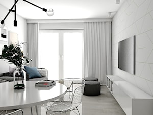 Mieszkanie II - Cztery Oceany Gdańsk - Mały biały salon z jadalnią z tarasem / balkonem, styl nowoczesny - zdjęcie od Autors.KA