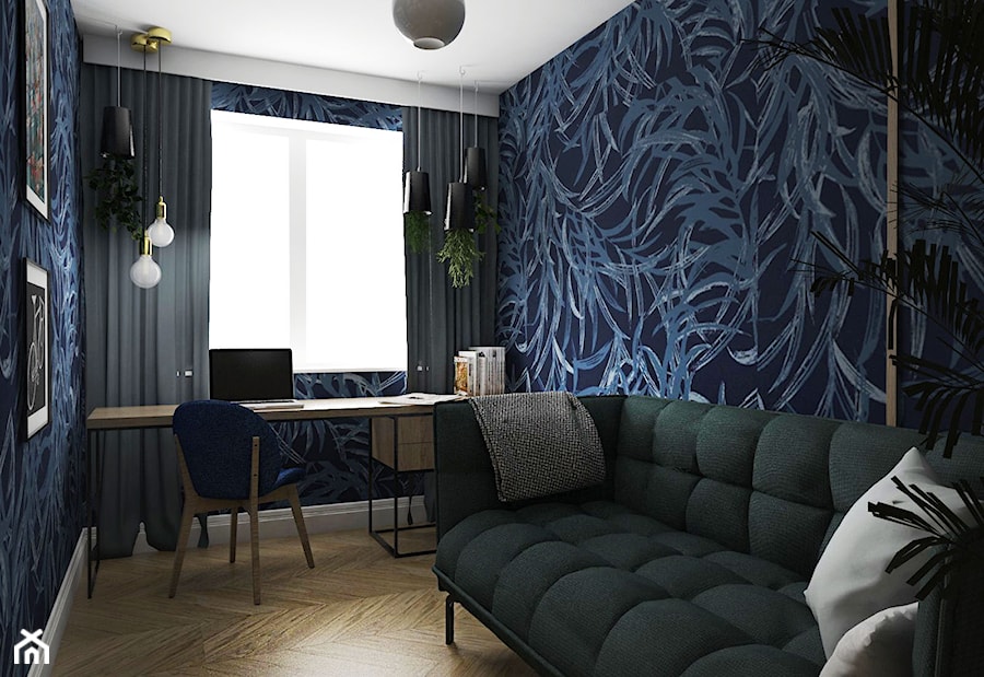 Mieszkanie - Gdańsk Nowa Morena - Mały czarny niebieski salon - zdjęcie od Autors.KA