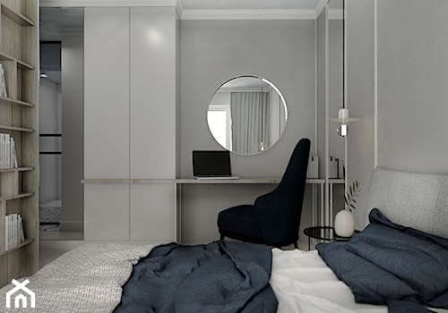 MIESZKANIE - GDAŃSK - NADMORSKIE - Średnia szara z biurkiem sypialnia, styl glamour - zdjęcie od Autors.KA