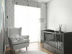 Mieszkanie - Reda - Mały biały miętowy szary pokój dziecka dla niemowlaka dla chłopca, styl nowoczesny - zdjęcie od Autors.KA