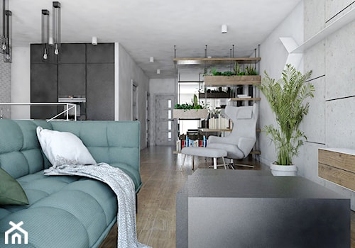 Mieszkanie - Reda - Średni szary salon z kuchnią, styl industrialny - zdjęcie od Autors.KA