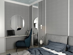 MIESZKANIE - GDAŃSK - NADMORSKIE - Mała szara z biurkiem sypialnia, styl glamour - zdjęcie od Autors.KA