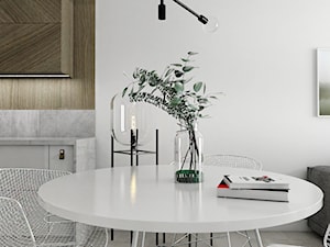 Mieszkanie II - Cztery Oceany Gdańsk - Mała otwarta z salonem z kamiennym blatem biała kuchnia jednorzędowa, styl skandynawski - zdjęcie od Autors.KA
