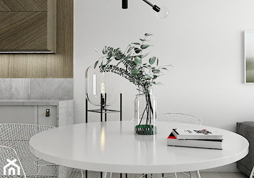 Mieszkanie II - Cztery Oceany Gdańsk - Mała otwarta z salonem z kamiennym blatem biała kuchnia jednorzędowa, styl skandynawski - zdjęcie od Autors.KA