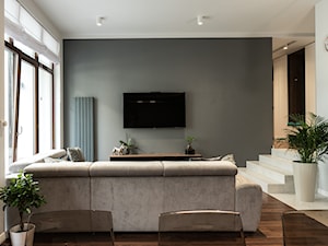 Apartament - Garnizon - Średni szary salon z jadalnią, styl nowoczesny - zdjęcie od Autors.KA