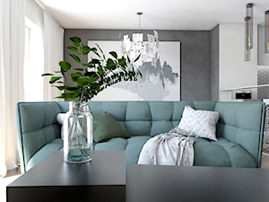 Mieszkanie - Reda - Mały biały szary salon z kuchnią z jadalnią, styl industrialny - zdjęcie od Autors.KA