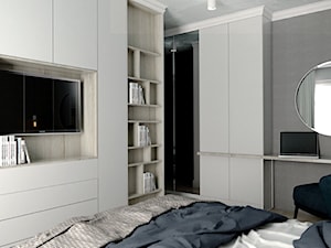 MIESZKANIE - GDAŃSK - NADMORSKIE - Średnia szara z biurkiem sypialnia, styl glamour - zdjęcie od Autors.KA
