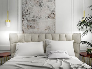 Mieszkanie - Gdańsk Nowa Morena - Średnia biała z panelami tapicerowanymi sypialnia, styl glamour - zdjęcie od Autors.KA