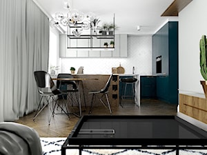 Mieszkanie - Gdańsk Nowa Morena - Mała biała jadalnia w salonie w kuchni, styl glamour - zdjęcie od Autors.KA