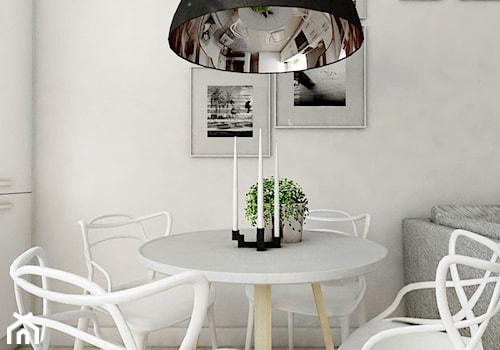 Mieszkanie - Gdynia Śródmieście - Mała szara jadalnia w salonie, styl skandynawski - zdjęcie od Autors.KA