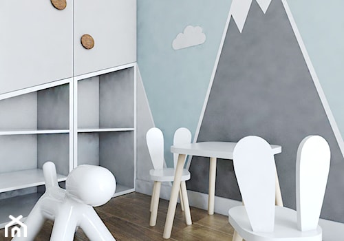 Mieszkanie - Reda - Średni biały szary niebieski pokój dziecka dla dziecka dla chłopca, styl nowoczesny - zdjęcie od Autors.KA
