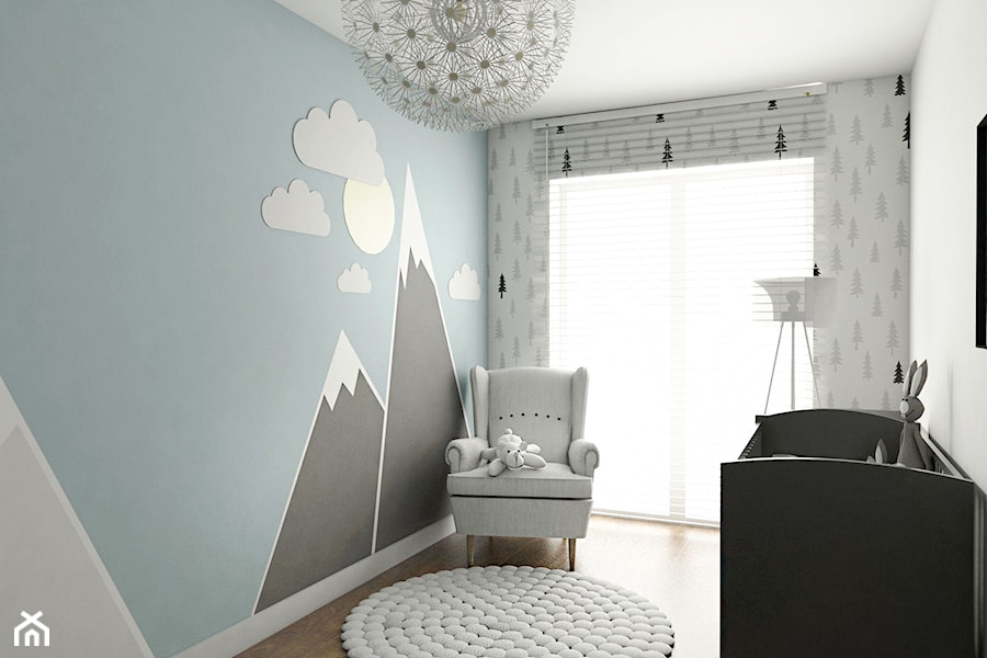 Mieszkanie - Reda - Mały biały niebieski pokój dziecka dla niemowlaka dla chłopca dla dziewczynki, styl nowoczesny - zdjęcie od Autors.KA