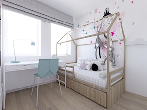 Minimalistyczne mieszkanie z akcentem kolorystycznym - Mały biały pokój dziecka dla nastolatka dla dziewczynki, styl skandynawski - zdjęcie od LEW ARCHITEKCI