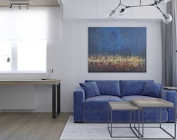 Minimalistyczne mieszkanie z akcentem kolorystycznym - Średnie z sofą białe biuro, styl industrialn ... - zdjęcie od LEW ARCHITEKCI - Homebook