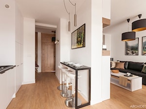 Apartament Lazurowy - Średnia biała jadalnia w kuchni - zdjęcie od LEW ARCHITEKCI