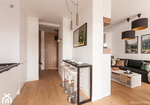 Apartament Lazurowy - Średnia biała jadalnia w kuchni - zdjęcie od LEW ARCHITEKCI