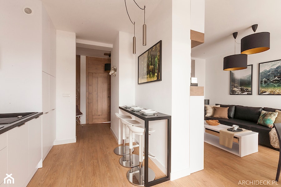 Apartament Lazurowy - Średnia biała jadalnia w kuchni - zdjęcie od LEW ARCHITEKCI