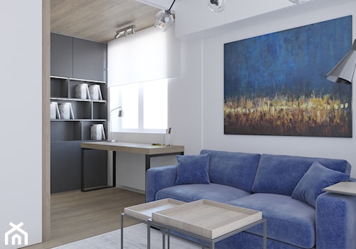 Minimalistyczne mieszkanie z akcentem kolorystycznym - Średnie w osobnym pomieszczeniu z sofą białe ... - zdjęcie od LEW ARCHITEKCI