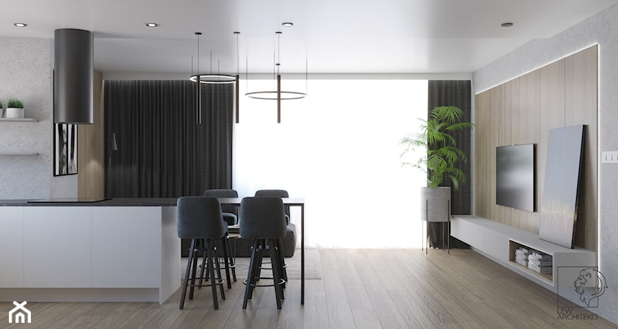 Minimalistyczne mieszkanie z akcentem kolorystycznym - Salon, styl minimalistyczny - zdjęcie od LEW ARCHITEKCI