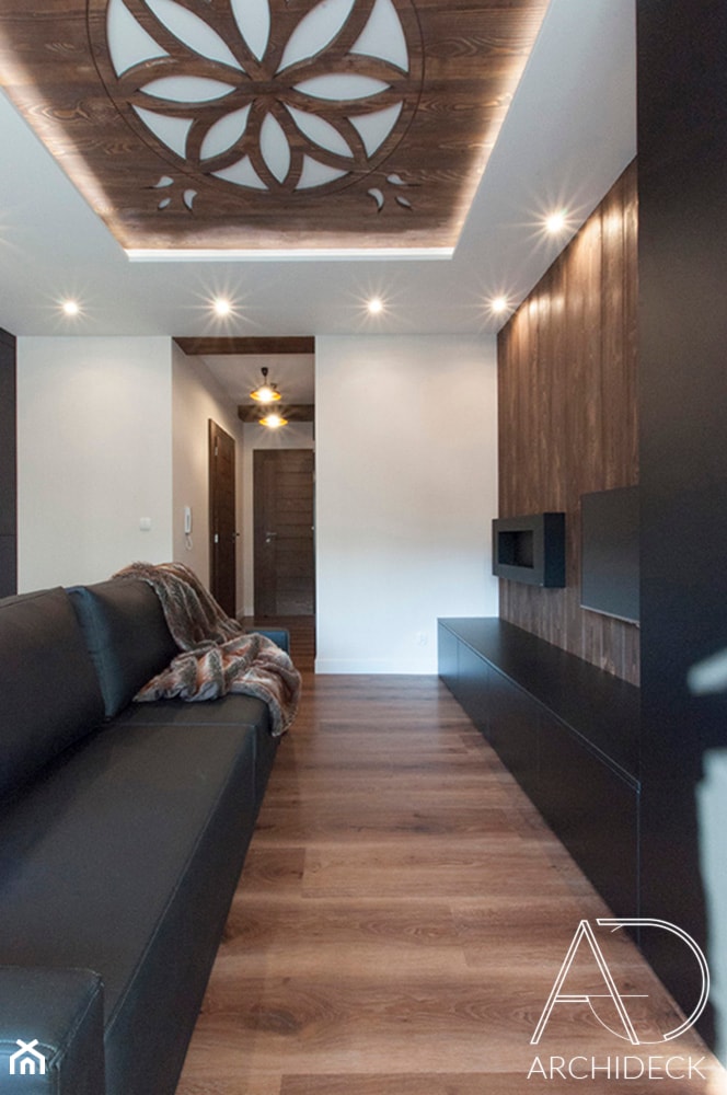 Apartament w Zakopanem w Ciemnych Barwach - Salon, styl rustykalny - zdjęcie od LEW ARCHITEKCI