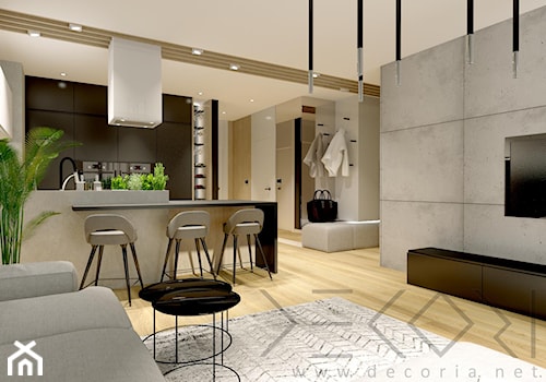 projekt wnętrza - Średni salon z kuchnią z jadalnią - zdjęcie od Decoria