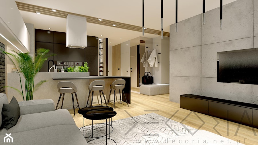 projekt wnętrza - Średni salon z kuchnią z jadalnią - zdjęcie od Decoria