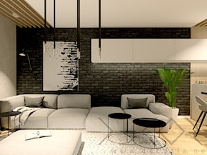 projekt wnętrza - Średni czarny szary salon z kuchnią z jadalnią - zdjęcie od Decoria