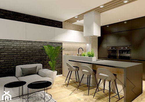 projekt wnętrza - Średni czarny salon z kuchnią z jadalnią - zdjęcie od Decoria