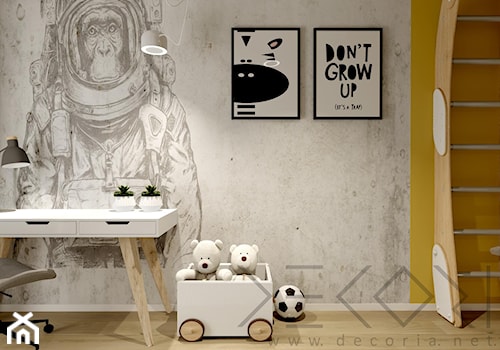 Pokój dziecięcy - Mały beżowy biały żółty pokój dziecka dla dziecka dla chłopca - zdjęcie od Decoria