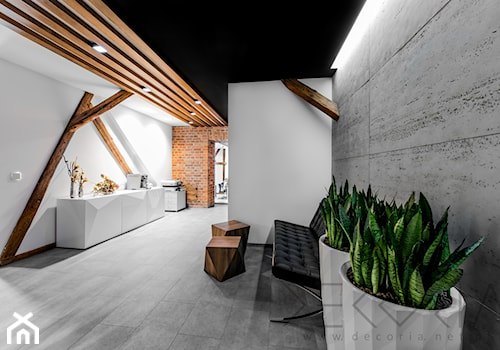 projekt i realizacja wnętrz biurowych - Średni biały szary salon - zdjęcie od Decoria