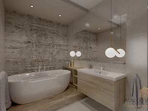 Projekt łazienki z elementami drewna - zdjęcie od Pani Od Wnetrz Aleksandra Herbich