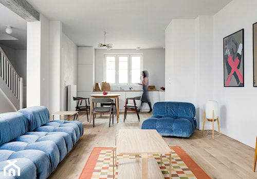 Dom na Pogodnie 3 - Średni biały salon z kuchnią z jadalnią, styl nowoczesny - zdjęcie od Loft Kolasiński