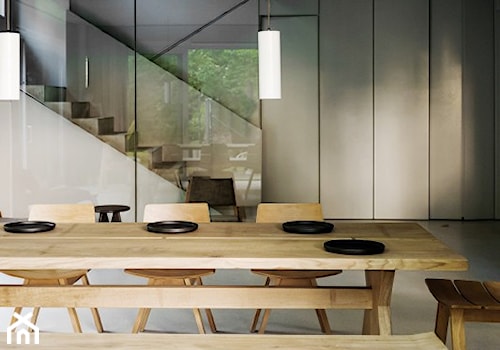 Dom na Prenzlauer Berg - Duża szara jadalnia jako osobne pomieszczenie, styl minimalistyczny - zdjęcie od Loft Kolasiński