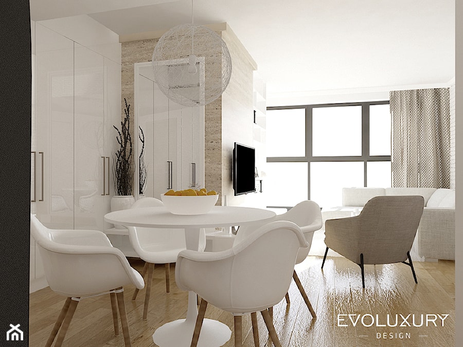 EVOLUXURY - LUXURY SUITE - Średnia szara jadalnia w salonie - zdjęcie od EVOLUXURY DESIGN ARKADIUSZ JASKOLSKI