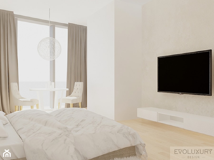 EVOLUXURY - APARTAMENT 2 SKY TOWER - Sypialnia, styl minimalistyczny - zdjęcie od EVOLUXURY DESIGN ARKADIUSZ JASKOLSKI