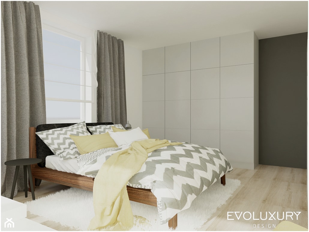 EVOLUXURY - BROADWAY - Średnia szara sypialnia, styl skandynawski - zdjęcie od EVOLUXURY DESIGN ARKADIUSZ JASKOLSKI - Homebook