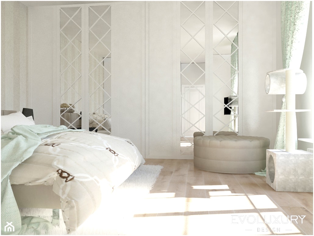 EVOLUXURY - BROADWAY - Średnia biała sypialnia, styl glamour - zdjęcie od EVOLUXURY DESIGN ARKADIUSZ JASKOLSKI - Homebook