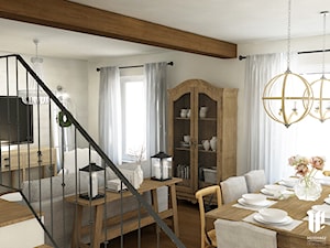 Sielskie klimaty - Mały biały salon z jadalnią, styl rustykalny - zdjęcie od Messyasz Design Lab